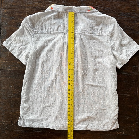 Anthropologie Maeve Pale Blue Christie Embroidered Short Sleeve Button Down 8 - Picture 9 of 13